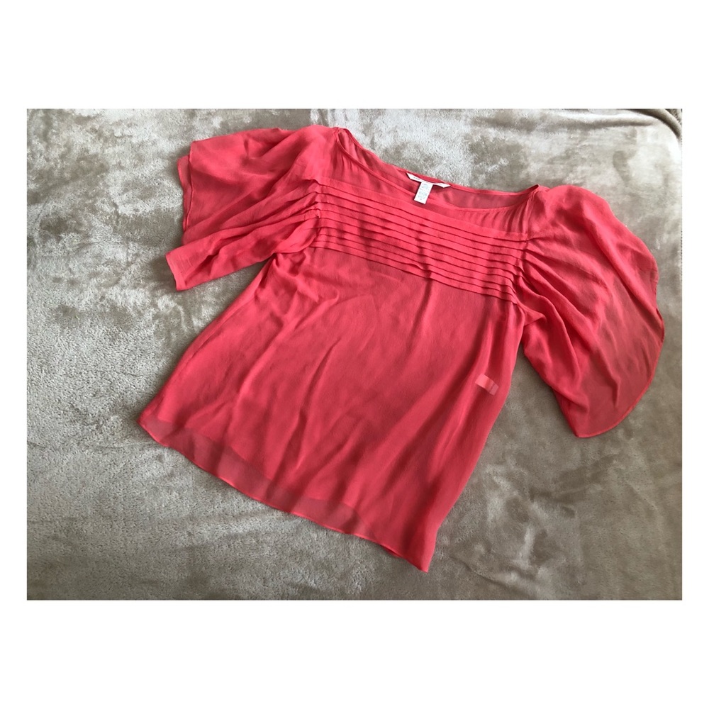 Diane von Furstenburg silk coral flutter blouse